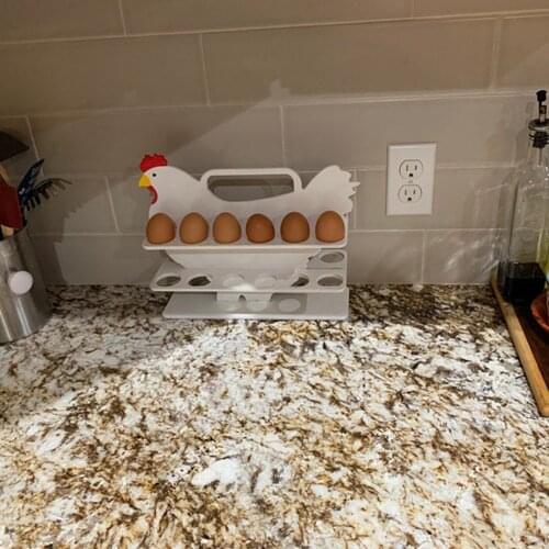 Grid Egg Storage Box 12 Grids Cartoon Hen Shaped Egg Holder Wood Storage Rack Portable Storage Case for Eggs Organizer Case