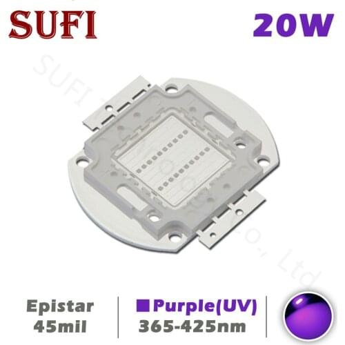 High Power 20W UV Lamp 365nm 370nm 375nm 385nm 395nm 400nm 405nm 425nm LED Chips Diodes Purple COB Ultraviolet Light Beads