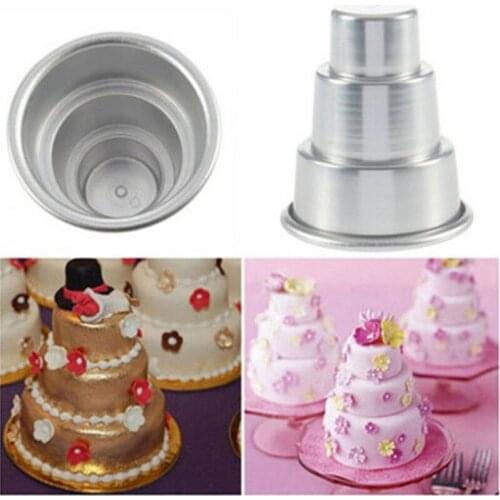 Mini Three-Layer Cake Pan Pudding Ice Cream Jelly Mold Muffin Decorating Mold Kitchen Accessories Aluminium Alloy Pudding Mold