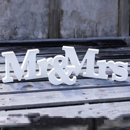 White Mr. & Mrs. Letters Wedding Table Decoration, Freestanding Mr and Mrs Signs for Sweetheart Table white