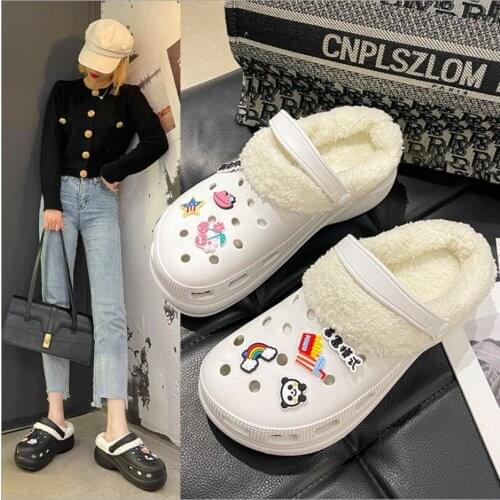 Y231 Womens Slippers Winter Cartoon Outdoor Plush For Home Soft Warm Casual Indoor Cotton Shoes Non-Slip Pantuflas De Mujer