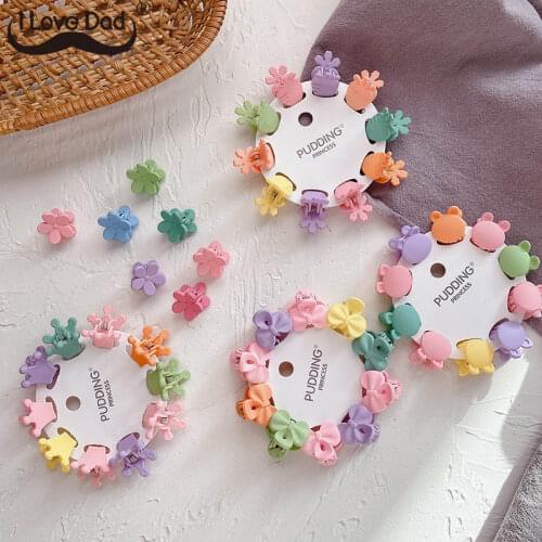 10Pcs Baby Girl Hair Clips Candy Color Kids Hair Claws Princess Crown Bows Flower Children Hairpins Baby Girl Hair Accessories