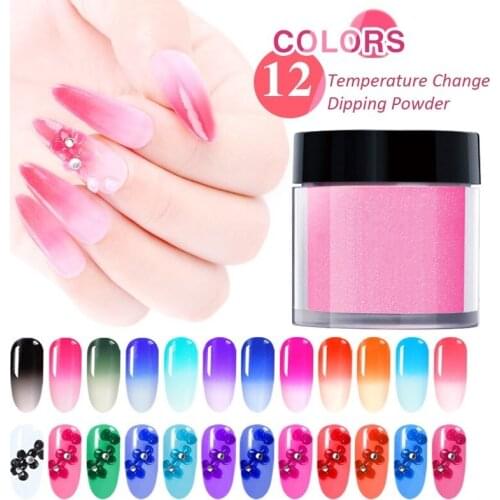 1Pc Thermal Polymer Dipping Nail Powder 10gram Shinny Temperature Color Changing Dipping Glitter Nail Art Decoration