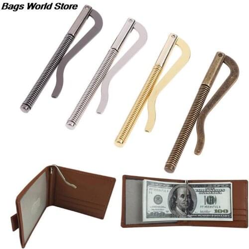 High Quality 1pc Fashion Bar Wallet Replace Parts Spring Clamp Cash Holder Black,Silver,Bronze,Gold Metal Bifold Money Clip