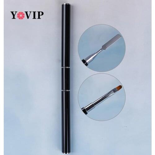 2 in 1 Manicure Nail Art Tools Dual-ended Painting Liner Pen UV Gel Drawing Brush with Cap Acrylic Rhinestone Handle