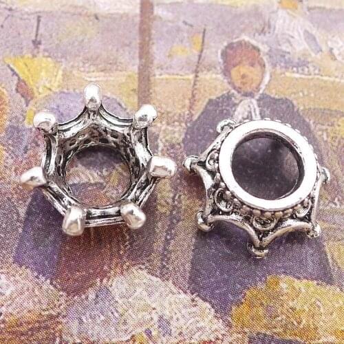 200pcs Crown Charms 12mm x 12mm DIY Jewelry Making Pendant antique silver color