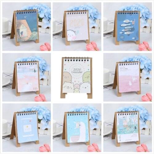 2020 Cartoon Mini Cute Desktop Paper Calendar Hand Drawing Daily Scheduler Table Dates Reminder Timetable Planner