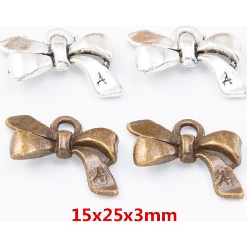 35 pieces of retro metal zinc alloy Bow pendant for DIY handmade jewelry necklace making 7704