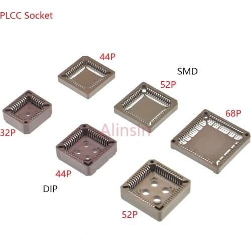 5PCS DIP/SMD SMT PLCC SOCKET ADAPTER IC Block 32P 44P 52P 68P 84P PLCC32 PLCC44 PLCC52 PLCC68 PLCC84 32/44/52/68 Pin