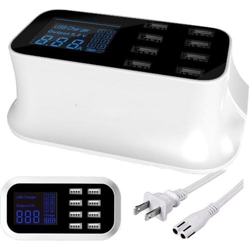 8-port Usb Smart Charger Power Adapter Desktop Charging Station Us /eu /uk Plug Led Display For Iphone6/7/8/x Samsung S7/s8