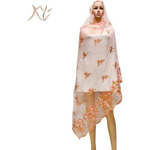 African Fashion Muslim Turban Women Big Size Net Scarf Islamic Hijab Pashmina Embroider Ramadan Dubai Headband for Lady