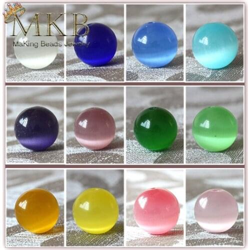 Pink White Blue Cat Eye Stone Round Beads 4 6 8 10 12mm Natural Stone Beads For Jewelry Making 15inches Wholesale