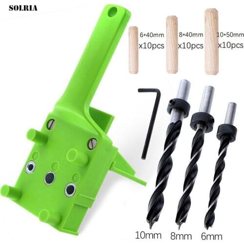 Fast Wood Tenon Fixture ABS Handheld Pocket Drilling Fixture System Tool 6/8/10mm Drill Bit Puncher for Woodworking Tenon Joint