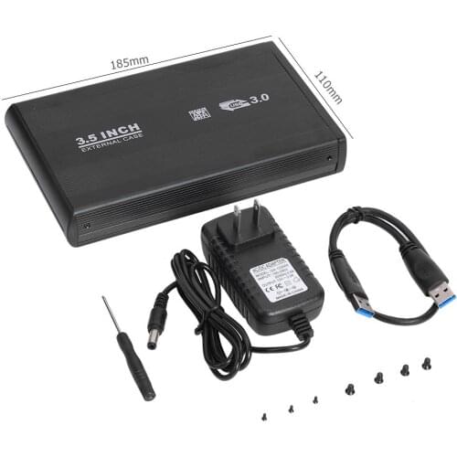 USB 3.0 to SATA Port SSD HDD Case 3.5 inch 5-Gbps Aluminum Hard Drive Enclosure Theoretical Transmission Speed up to 5 Gbps