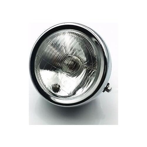 Chrome Retro Motorcycle Side Mount Headlight Cafe Racer Bobber Cruiser Custom CB