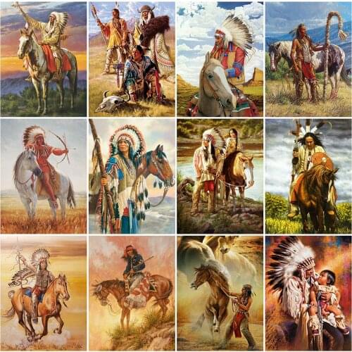 EverShine 5D DIY Diamond Painting Full Square Indian Diamond Embroidery Portrait Picture Rhinestones Horse Home Decor