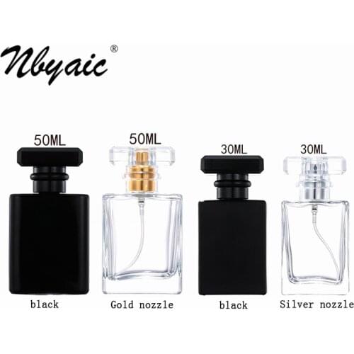 Nbyaic1pcs perfume bottle bottling 30ml 50ml portable travel high-end pressed spray bottle black transparent glass empty bottle