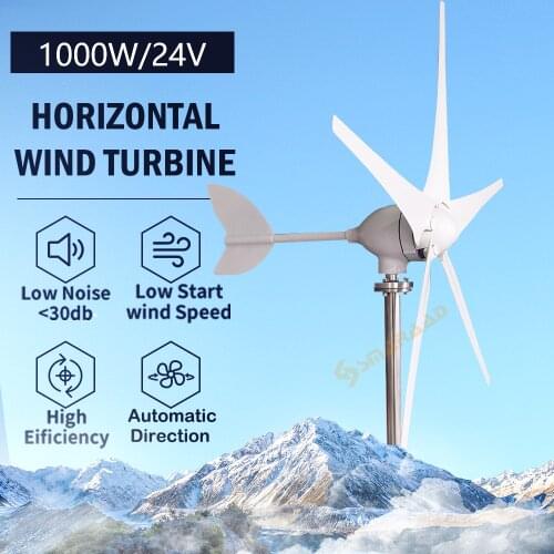 China Factory 600W 800W 1000W New Energy Horizontal Wind Turbine Generator 12v 24v 48v Homeuse Windmill Free MPPT Controller