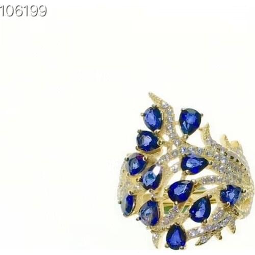KJJEAXCMY boutique jewelry 925 sterling silver natural sapphire girl ring new luxury leaf support detection