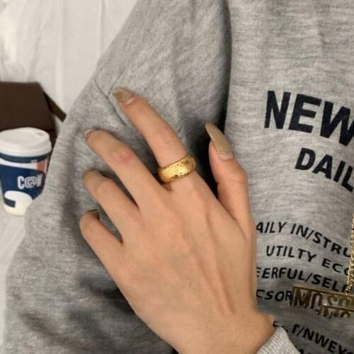 Chic Franch&Korean Style Gold Color Wide Circle Cuff Rings for Women Punk Hiphop Open Ring Accessories