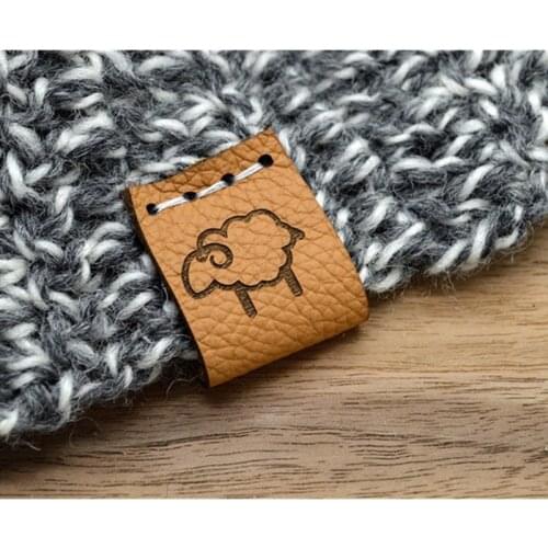 30pcs Leather tags for handmade items Personalised knitting crochet labels with brand logo Sewing clothes Garment hat DIY label
