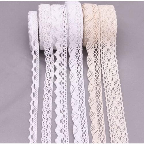 White lace trim roll 5/10yards Crocheted 10-27mm ribbons wedding party DIY Craft Decor Sewing Fabric Gift Handmade Accessories
