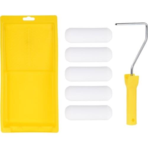 Uxcell Paint Roller Kit, 4 Inch 5xCovers, 1xRoller Frame, 1xPaint Roller Tray, 8Pcs