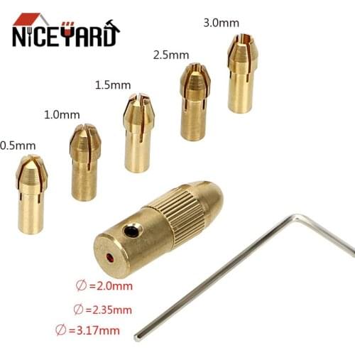 NICEYARD 2.35mm /3.17mm /2.00mm 5pcs/Set Small Electric Drill Bit Collet 0.5-3mm Inner diameter Micro Twist Drill Chuck Set