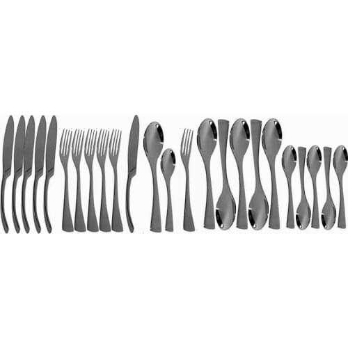 Cutlery Set 304 Stainless Steel Dinnerware Black Dinner Knife Forks Teaspoon Tableware Western Food Wedding Silverware Supply