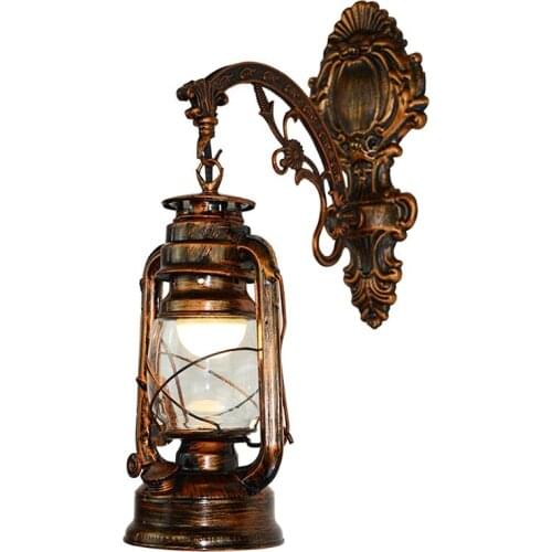 2020 New Vintage LED Wall Lamp Barn Lantern Retro Kerosene Wall Light European Antique Style