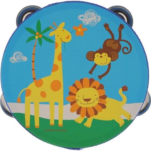 Novelty Wood Tambourine Handheld Drum Toy for Baby Toddles Percussion Gift