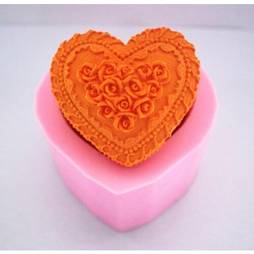 New Heart shaped love roses cake molds soap chocolate mould for the kitchen baking FM253