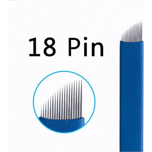 50pcs 18pin Permanent Makeup Manual Eyebrow Tattoo Needle Knife Mouth Type Eyebrow Tool Blade Technique Draw Eyebrows 0.18mm