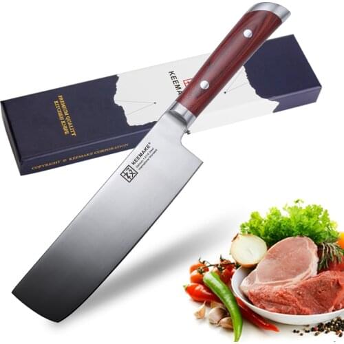 SUNNECKO 7 inch Cleaver Kitchen Knives Chef Knife German Stainless Steel 58HRC Strong Sharp Blade Color Wood Handle Cutter Tools