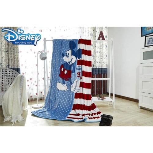 Striped Mickey mouse blanket 200*230cm queen size bedspreads cartoon disney linens boy kids blanket soft warm beddings doona
