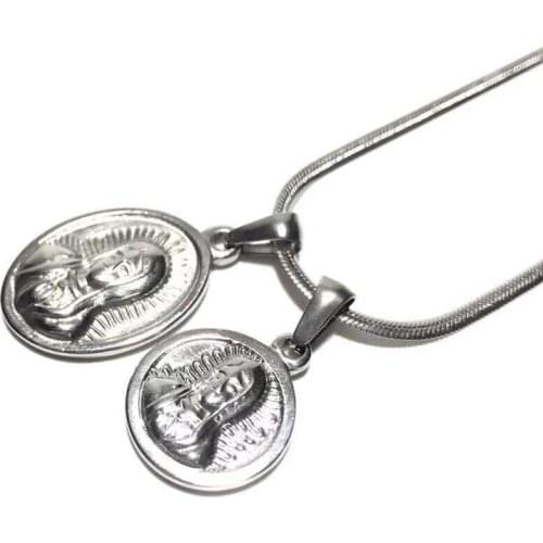 Small Cross Matrona Mary Set Pendant Necklace Drop Shipping Stainless Steel Silver Snake Chain Hip Hop Trendy Jewelry Men Women