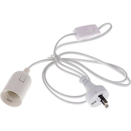 E27 Lamp Holder, 1.7 Meters/5.57ft White Cables Plug In Pendant Lighting Kit Pendant Light Fitting with On/Off Switch -AU Plug