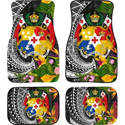 Rubber Auto Floor Mats Tonga Polynesian Universal Soft Car Rugs Cushion Foot Cover Advanced Floral Print Interior Accessories