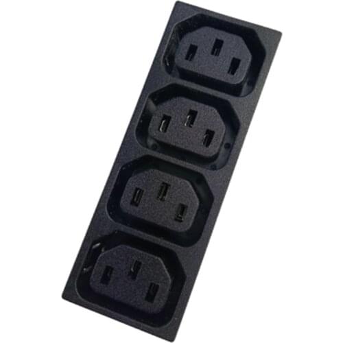 Chassis Female 3PIN Four In One AC IEC320 C13 C14 Inline Socket Plug Adapter Industrial Power Supply Output Outlet 10A/250V