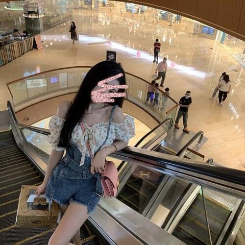 Shoulder Floral One Chiffon shirt summer sexy neck design