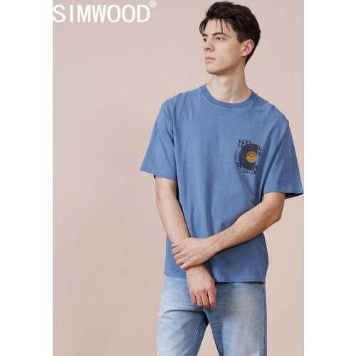 SIMWOOD 2021 Summer New Music Print Vintage T-shirt Men Oversize Hip Hop 100% Cotton Tops High Quality Plus Size Tshirts