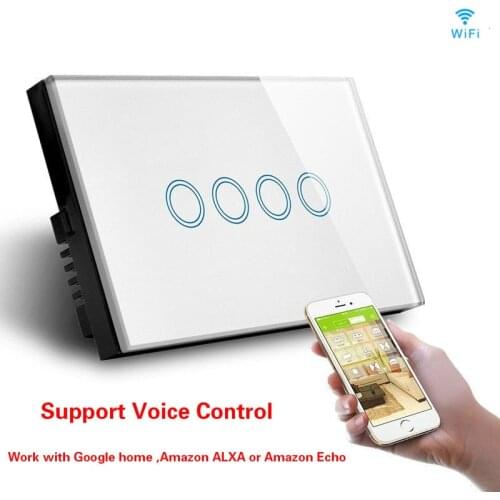 WiFi Wireless Wall Switch Socket Light Switching Smart Automation Module US AU Touch Panel Work with Amazon Alexa Google Home