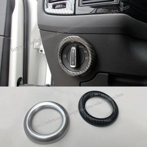 1Pcs For Skoda Kodiaq 2017-2018 Matte ABS Carbon Fiber Headlight Switch Button Frame Cover Trim Car Accessories