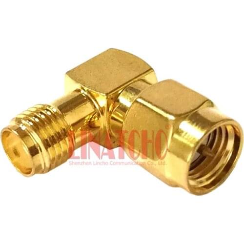 10 PCS sales gloden brass SMA male to SMA female 90 degree SMA right angle adapter