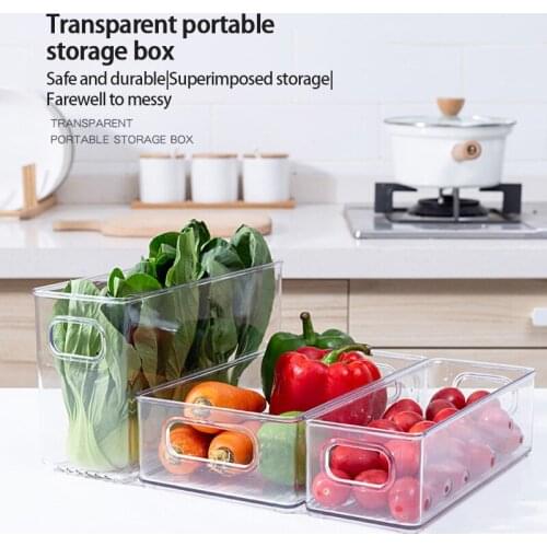 2Pcs Stackable Plastic Food Storage Bins Refrigerator Organizer With Handles For Pantry Fridge Freezer Kitchen Cabinet Container