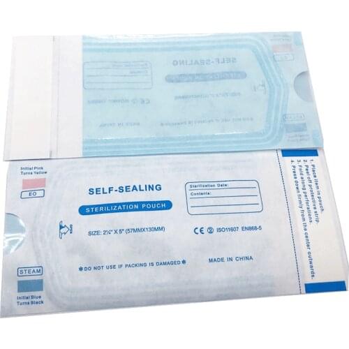 200pcs/Pack 57*130mm Dentista Self Sealing Sterilization Pouch Dentistry Medical Grade Paper+CPP/PET Film Odontologia Dental