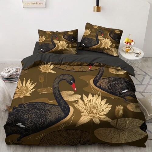 3D Bedding Sets Black Gold Duvet Quilt Cover Set Comforter Bed Linen Pillowcase King Queen 203x230cm Size Design Printed