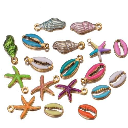 5pcs/LOT Stainless Steel DIY Seashell Cowrie Conch Beads Beach Jewelry for Women Sea Shells Earrings Bracelet Necklace Making