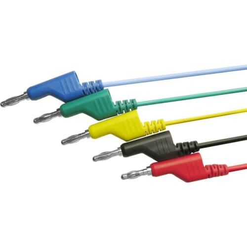 5pieces 1M 4mm Banana to Banana Plug Soft Silicone Test Cable Lead for Multimeter 5 Colors