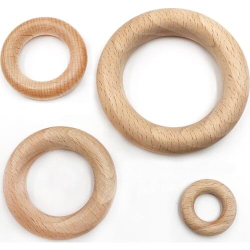 5pcs Beech Wooden Rings Wood beech beads Accessories for DIY Wood Ring with Big Hole for Making Bracelet Necklace